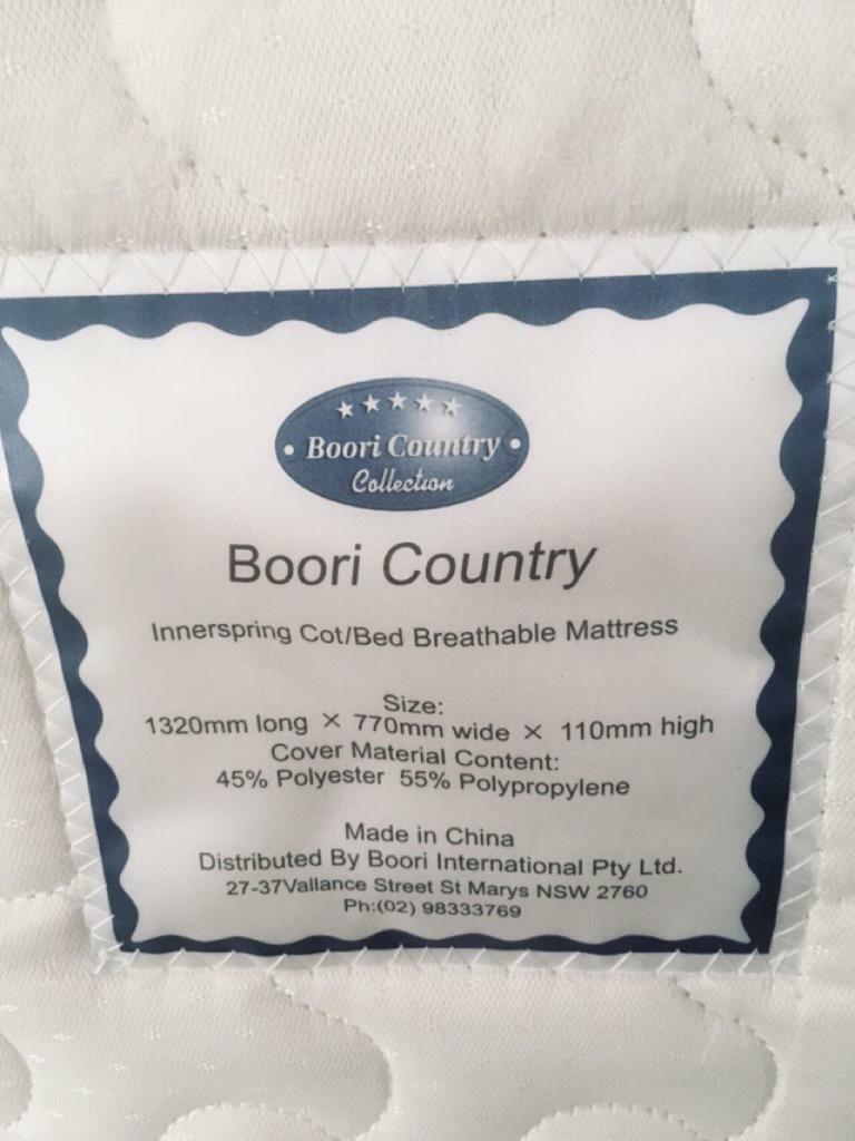 boori country cot mattress dimensions